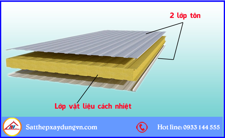 Vách ngăn tôn xốp có cấu tạo 2 lớp tôn và ở giữa là xốp cách nhiệt