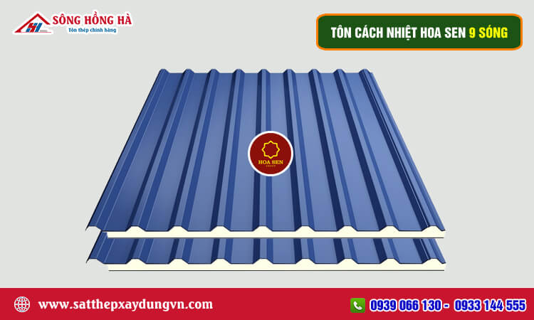 Tôn cách nhiệt Hoa Sen 9 sóng 