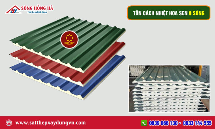 Tôn cách nhiệt Hoa Sen 9 sóng 