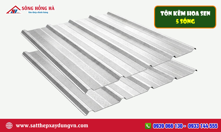 Tôn kẽm Hoa Sen 5 sóng 
