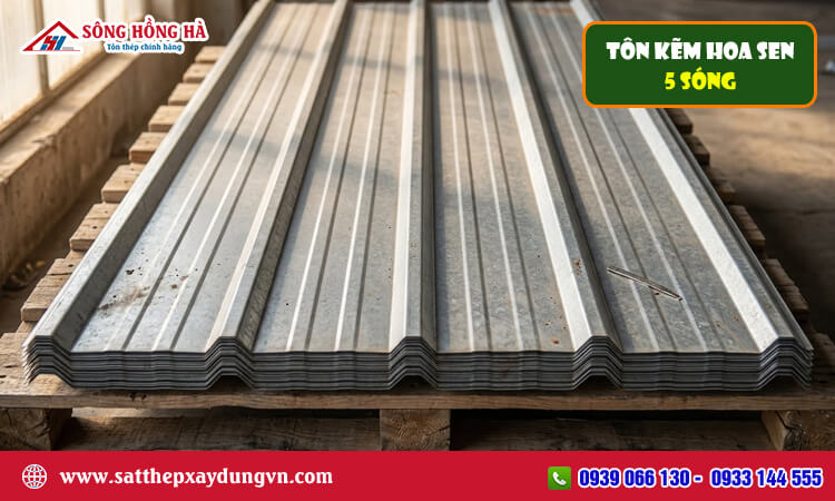 Tôn kẽm Hoa Sen 5 sóng 