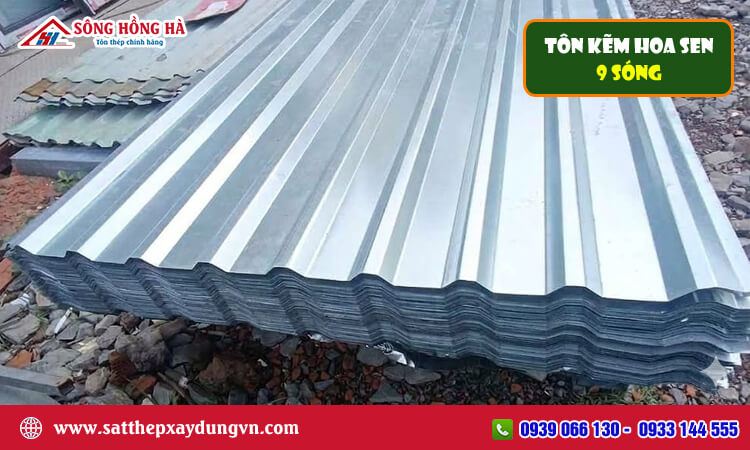 Tôn kẽm Hoa Sen 9 sóng 