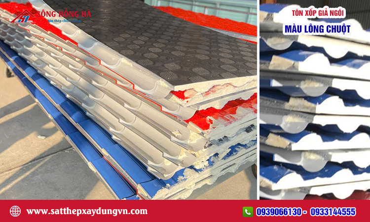 Tôn xốp giả ngói màu lông chuột