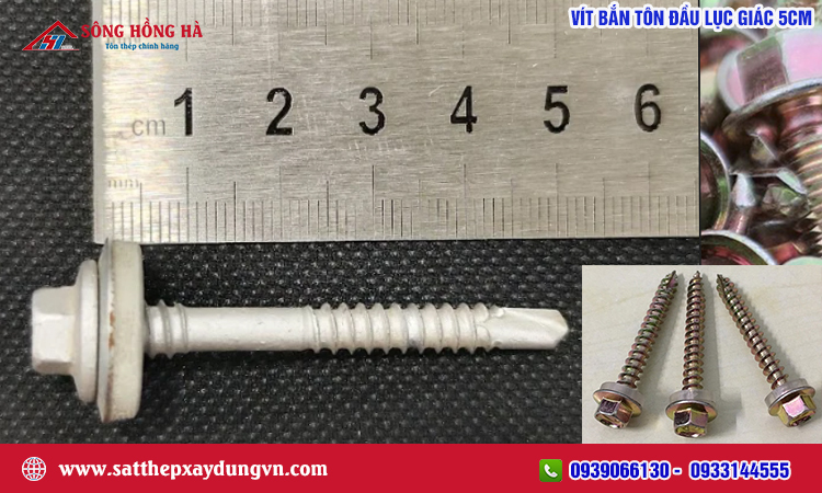 Vít bắn tôn đầu lục giác 5cm
